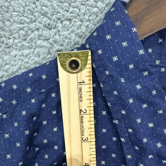 J.crew mens shirt Large blue button up star geometric print long sleeve‎ pocket - Picture 6 of 10